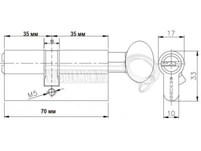 Схема Цилиндр (личинка для замка) CISA ASIX ОE302-13.12 (70мм/35х35 В) никель