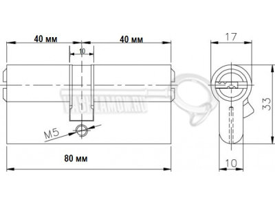 Схема Цилиндр (личинка для замка) Apecs SC-80-Z-NI (80мм/40х40) никель
