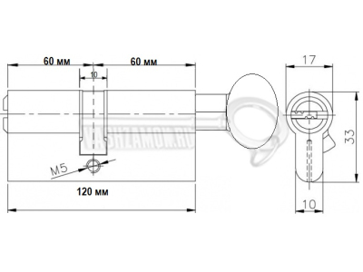 Схема Цилиндр (личинка для замка) Apecs SM-120-C-NI (120мм/60х60 В) никель
