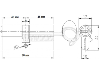 Схема Цилиндр (личинка для замка) CISA ASIX ОE302-29.12 (90мм/45х45 В) никель