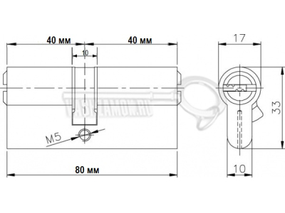 Схема Цилиндр (личинка для замка) CISA ASIX ОE300-18.12 (80мм/40х40) никель