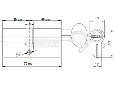 Схема Цилиндр (личинка для замка) CISA ASIX ОE302-82.12 (70мм/30х40 В) никель