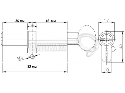 Схема Цилиндр (личинка для замка) MOTTURA C31F364601C5 (82мм/36х46 В) никель