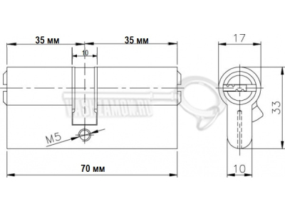 Схема Цилиндр (личинка для замка) CISA ASIX ОE300-13.12 (70мм/35х35) никель