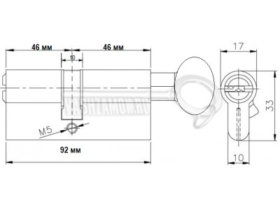 Схема Цилиндр (личинка для замка) MOTTURA C31F464601C5 (92мм/46х46 В) никель