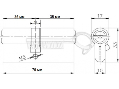Схема Цилиндр (личинка для замка) CISA RS3 S ОL3S1-13.12 (70мм/35х35) никель