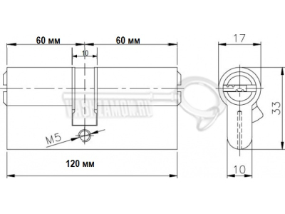 Схема Цилиндр (личинка для замка) Apecs SM-120-NI (120мм/60х60) никель