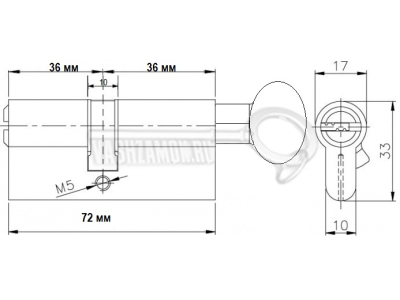 Схема Цилиндр (личинка для замка) MOTTURA C31F363601C5 (72мм/36х36 В) никель