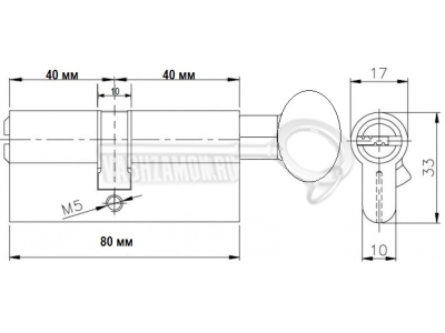 Схема Цилиндр (личинка для замка) CISA RS3 S ОL3S2-18.12 (80мм/40х40 В) никель