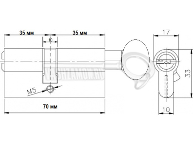 Схема Цилиндр (личинка для замка) CISA RS3 S ОL3S2-13.12 (70мм/35х35 В) никель