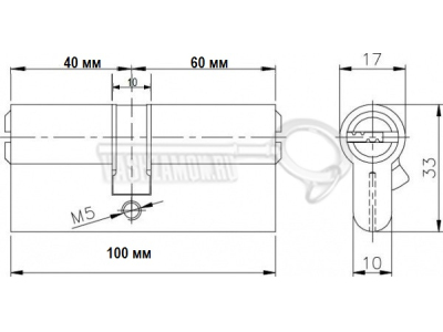 Схема Цилиндр (личинка для замка) MASTER-LOCK перекодировка 5-1-5 (100мм/40х60)