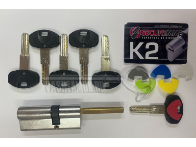 Цилиндр (личинка для замка) SECUREMME K2 3200QCS30401Х5 (70мм/40х30В) никель шток